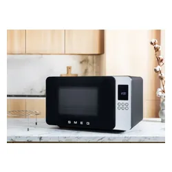 Kuchenka mikrofalowa SMEG Collezione MOC01BLMEU 1900W średnica 28 cm pojemność 29l Technologia Inverter Auto Defrost Quick Start Czarny