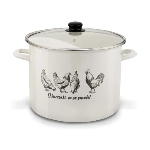 Garnek emaliowany duży z szklaną pokrywką TADAR 12 l