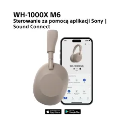 Słuchawki bezprzewodowe Sony WH-1000XM6 ANC Nauszne Bluetooth 5.3 Piaskowy