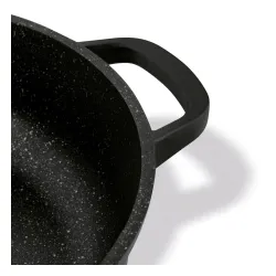 Patelnia na indukcję marmurowa z pokrywką krótkie uchwyty Starke Pro Ochre 28 cm