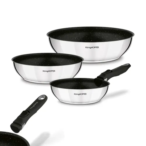 Zestaw 3 patelni głębokich z odpinaną rączką Konighoffer Colate 20 cm 24 cm 28 cm