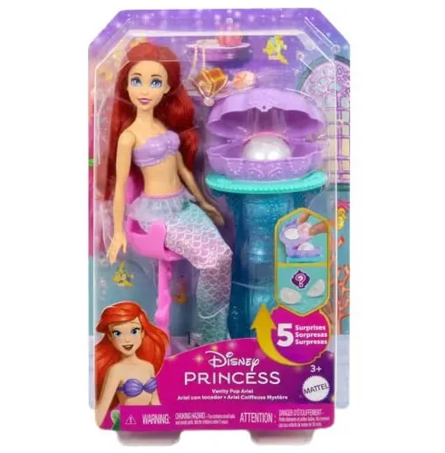 Lalka Barbie Disney Princess Arielka Muszelkowa toaletka JBF86