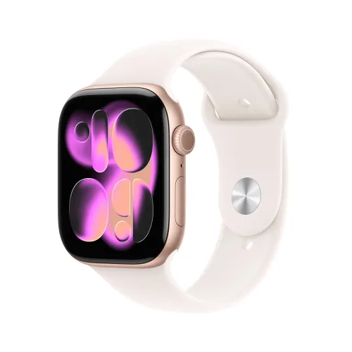 Apple Watch Series 11 GPS + Cellular 42mm z aluminium Różowe złoto Pasek sportowy Łagodny róż S/M