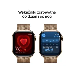 Apple Watch Series 10 GPS + Cellular koperta 46mm tytan złoty bransoleta mediolańska złota M/L