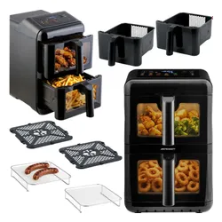 Air Fryer Frytkownica beztłuszczowa BERDSEN BD-663 11.6l z podwójnym koszem i okienkiem do obserwacji postępów gotowania