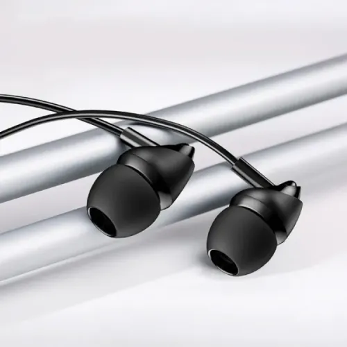 Słuchawki przewodowe USAMS EP-39 jack 3,5 mm Dokanałowe Mikrofon Czarny