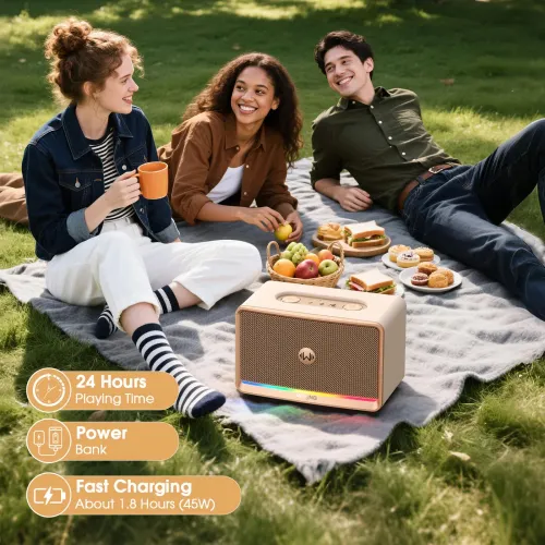 Głośnik Bluetooth W-KING H330 120W Beżowy