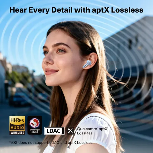 Słuchawki bezprzewodowe Earfun Air Pro 4+ ANC Dokanałowe Bluetooth 6.0 Funkcje AI Niebieski