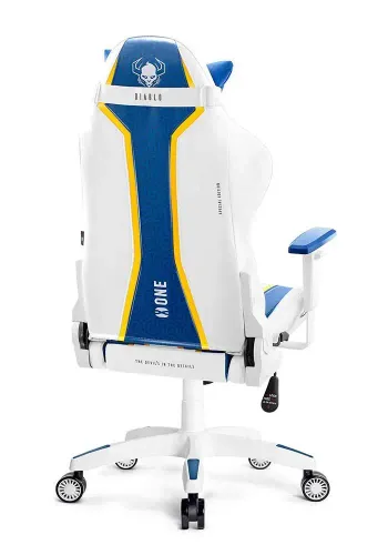 Fotel Diablo Chairs X-One 2.0 King Size Aqua Blue Gamingowy do 160kg Skóra ECO Tkanina Biało-niebieski