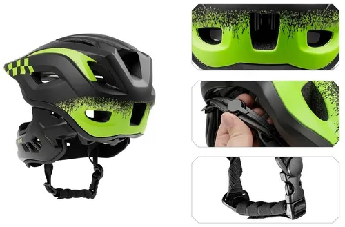 Kask rowerowy VAYOX Enduro VA0421BM Czarny Full Face z odpinaną szczęką (rozmiar M)
