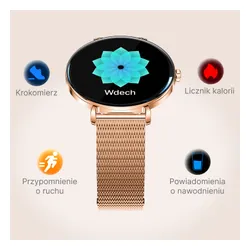 Smartwatch FOREVER SB-370 Lucca Różowe złoto + Pasek w panterkę