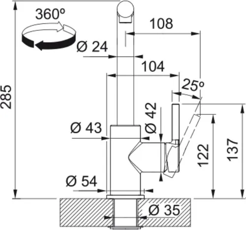 Bateria FRANKE Lina L Pull-out 115.0728.486 Kamienny szary