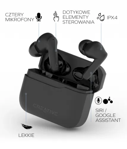 Słuchawki bezprzewodowe Creative Zen Air 2 ANC Dokanałowe Bluetooth 5.3 Czarny