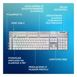 Klawiatura mechaniczna Logitech G915 X Lightspeed Tactile US INTL Biały