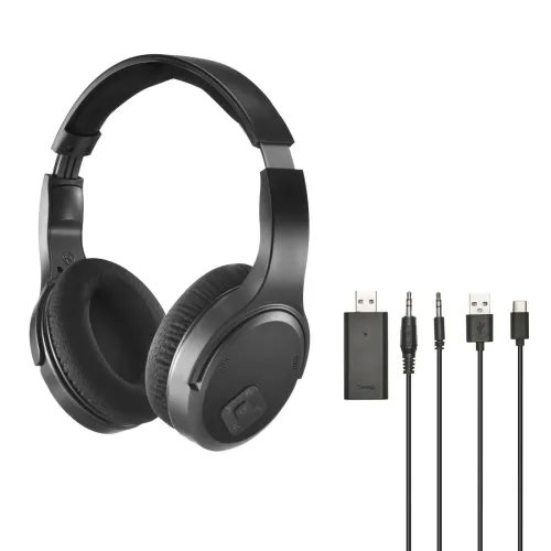 Słuchawki bezprzewodowe Hama 00221847 TV Headphones Dongle Nauszne 2.4 GHz Dongle + Bluetooth 5.3 Czarny