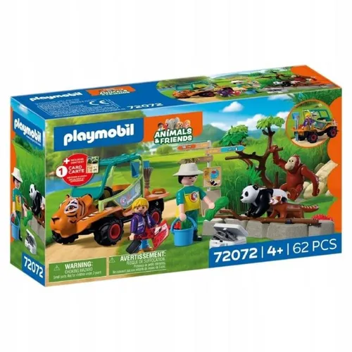 PLAYMOBIL Zoo 72072 Opiekun zwierząt z pojazdem, zestaw dla dzieci +4 lata