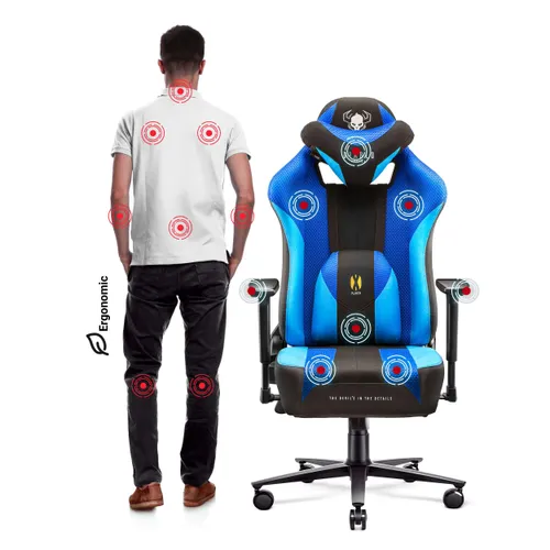 Fotel Diablo Chairs X-Player 2.0 Normal Size Gamingowy do 160kg Skóra ECO Tkanina Czarno-niebieski