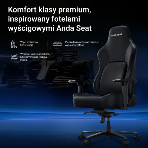 Fotel Anda Seat Phantom 4 L Pro Black Fabric Gamingowy do 100kg Tkanina Czarny