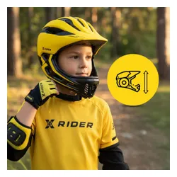 Kask XRIDER XRKFH004S Żółto-czarny Full Face dla Dzieci z odpinaną szczęką (rozmiar S)