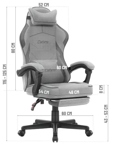 Fotel gamingowy CABRO C502 Szaro-czarny