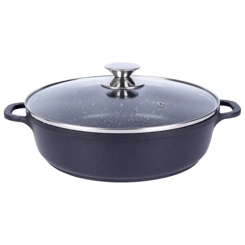 Patelnia granitowa ze szklaną pokrywką GRANDE 28 cm