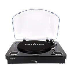 Gramofon AIWA GBTUR-120 USB Czarny, Półautomatyczny,Napęd paskowy,Wbudowane głośniki,Prędkość odtw. 33 1/3, 45, 78 obr./min