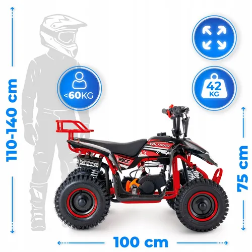 Quad dla dzieci spalinowy 49cc duże koła 6" hamulce mini tarczowe VOLTOURI