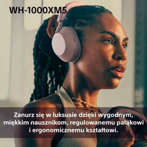 Słuchawki bezprzewodowe Sony WH-1000XM5 ANC Nauszne Bluetooth 5.2 Smoky Pink