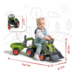 Falk Traktorek Jeździk Baby Claas z Koparką Łyżką i Przyczepą
