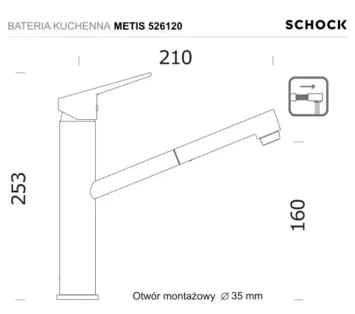 Bateria Schock Metis 526120 Chrom Mosiądz