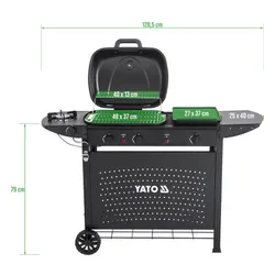Grill gazowy YATO YG-20008 11 kW 48 x 37 cm