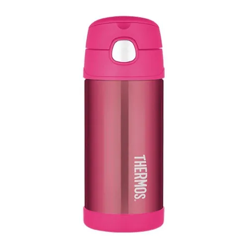 FUNtainer termos dziecięcy ze słomką 355 ml Thermos - pink metallic