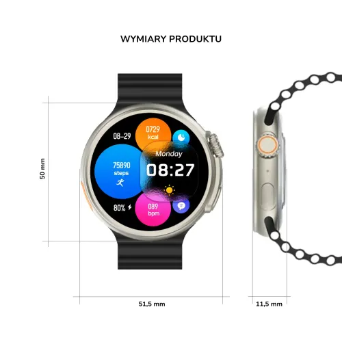 Smartwatch Yaxo OXNARD Titanium 51mm GPS Czarny