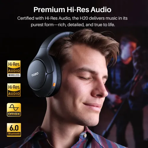 Słuchawki bezprzewodowe Tozo H20 Nauszne Bluetooth 6.0 Funkcje AI Czarny