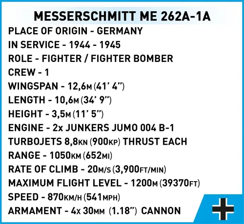 Конструктор COBI Messerschmitt Me262 A-1a