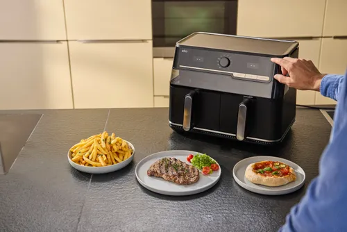 Air Fryer Frytkownica beztłuszczowa BRAUN TwinCook 5 TD5073 10l z podwójnym koszem i okienkiem do obserwacji postępów gotowania