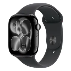 Apple Watch 11 GPS + Cellular 46mm koperta z aluminium (onyks) + pasek sportowy rozmiar M/L (czarny)