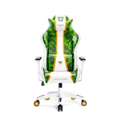 Fotel Diablo Chairs X-One 2.0 Craft Normal Size Gamingowy do 160kg Skóra ECO Tkanina Biało-zielony