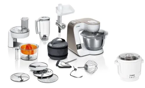 Robot planetarny Bosch MUM5XW40 1000W Maszynka do mielenia Przystawka do lodów Rozdrabniacz Wyciskarka do cytrusów Blender kielichowy