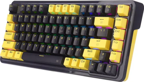 Klawiatura mechaniczna Redragon K649 Elf RGB Red Switch Czarno-żółty