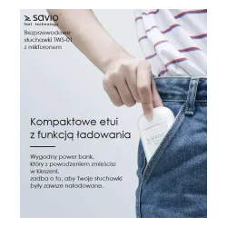 Słuchawki bezprzewodowe Savio TWS-01 Dokanałowe Bluetooth 5.0 Biały