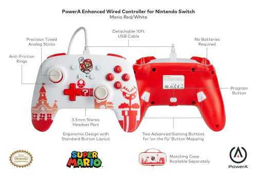 Геймпад PowerA Enhanced Mario Red & White к Nintenк Switch Проводной