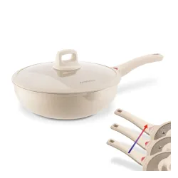 Patelnia WOK indukcyjna z pokrywką Konighoffer Creamy Marble 30 cm