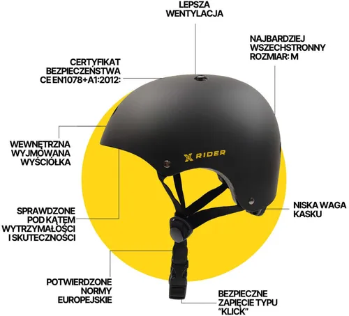 Kask XRIDER XRBH005M Czarny Miejski (rozmiar M)