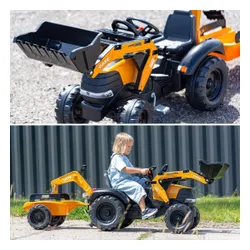 Falk Traktor Na Pedały Case Ce Z Koparką Ładowarką I Przyczepą 3-7 Lat