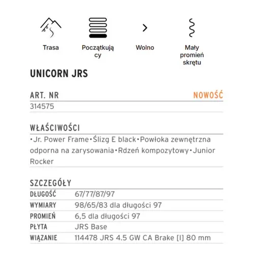 Narty HEAD Unicorn Easy JRS Junior + wiązania JRS 4.5 GW 2026