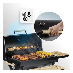 Grill węglowy ogrodowy Berdsen BD-895 z półkami beczka z kominem + termometr + popielnik