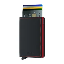 RFID Cüzdan Koruma Gizli mat Slimwallet-Siyah / Kırmızı