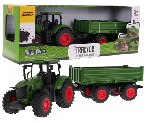 Zestaw traktor z przyczepą COIL duży pojazd skala 1:24 zielony