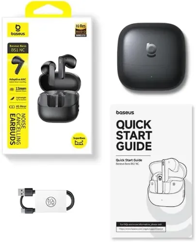 Słuchawki bezprzewodowe Baseus Bass BS1 NC Douszne Bluetooth 6.0 Czarny